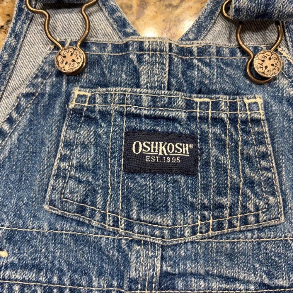 Vintage OshKosh Bgosh Kids Denim Overalls Med Wash Blue Carpenter Bibs 3-6M